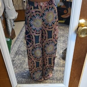 SHEIN Wide Leg Bohemian Floral Print Pants in Pink and Blue